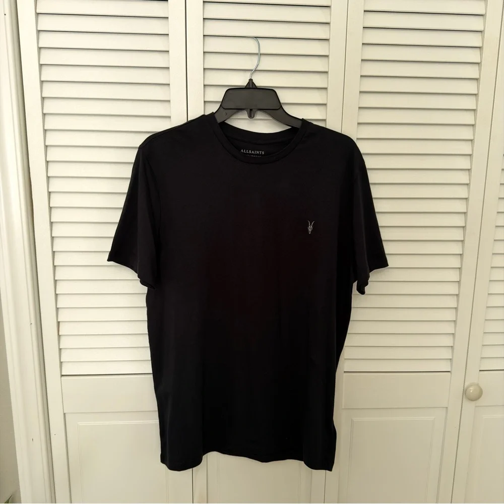 AllSaints Black Short Sleeve Tonic Crew Tee - Picture 2 of 4